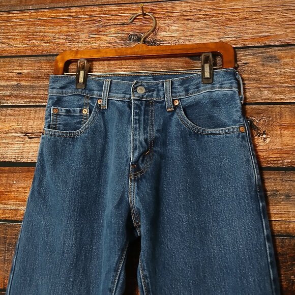 Levis Jeans 517 Mens 29X32 Boot Cut Dark Wash Blue Denim 100% Cotton Red Tab - Picture 5 of 9